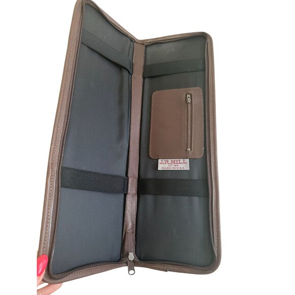 JR HILL Men's Vintage Brown Leather Travel Tie Holder - Picture 5 of 8